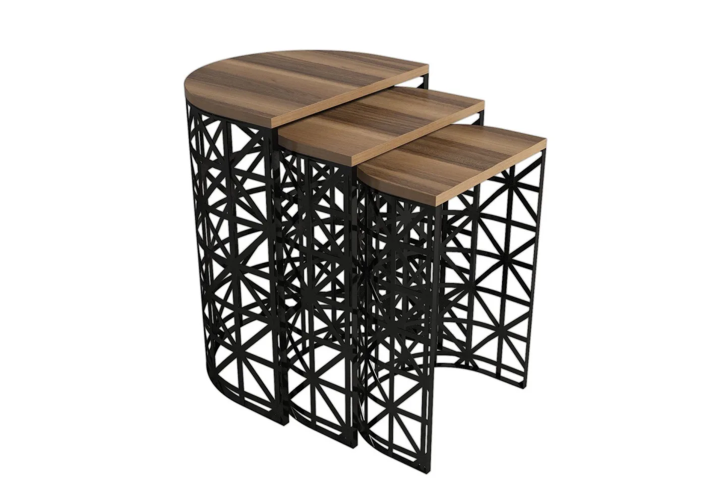 Hovdane Satsbord 46 cm Halvcirkel 3 Bord - Mörkbrun/Svart