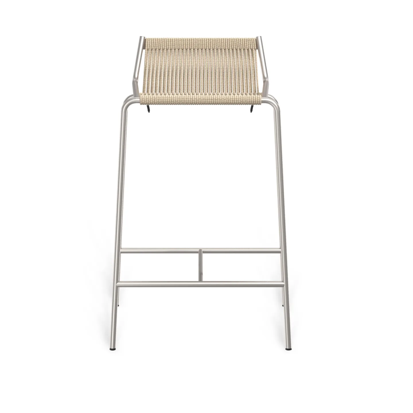 Thorup Copenhagen - Noel Counter Chair H67, Brushed stainless steel base, Upholstered seat and back, linen flag halyard, natural - Matstolar - Kasper Thorup - Silver - Metall/Textilmaterial