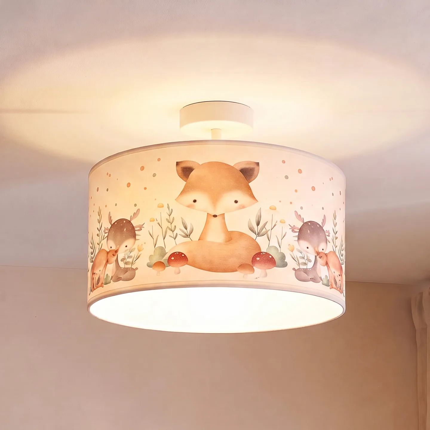 Kids Print Deckenlampe, bunt/weiß, Ø35 cm, Textil - Duolla - Kinderzimmer - Stoff / Textil - Einflammig