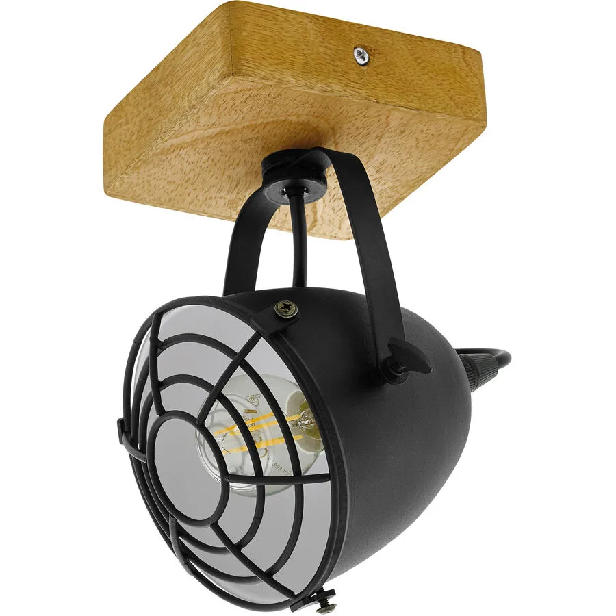 Eglo Spot Gatebeck Schwarz Stahl/Holz 11 cm 20.5 cm - Material: Holz/Stahl