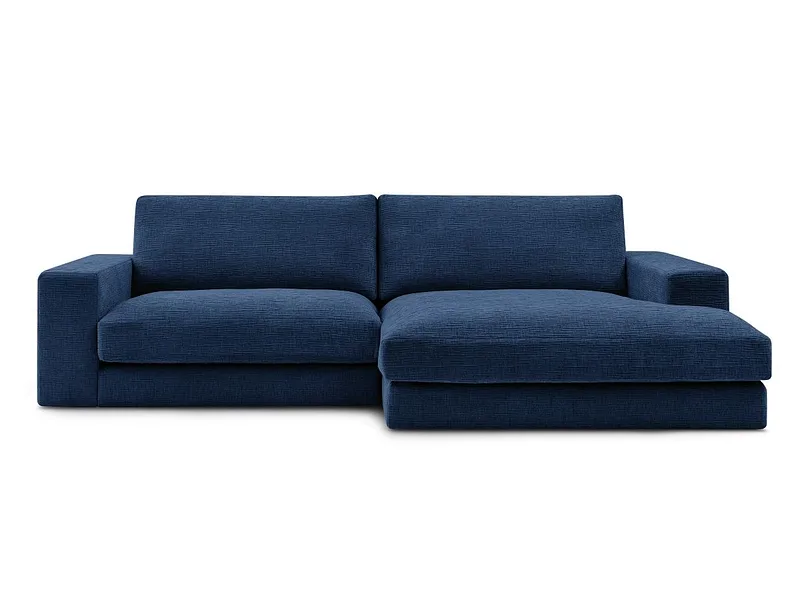 Ecksofa BOBOCHIC LEONARD Stoff mit Textur dunkelblau