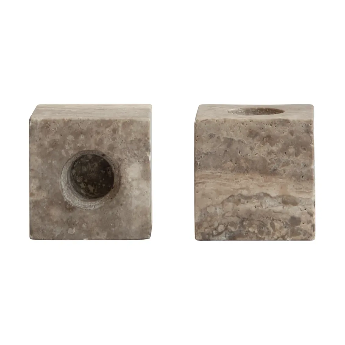 101 Copenhagen Cube Kerzenhalter 2-teilig Silver Travertine