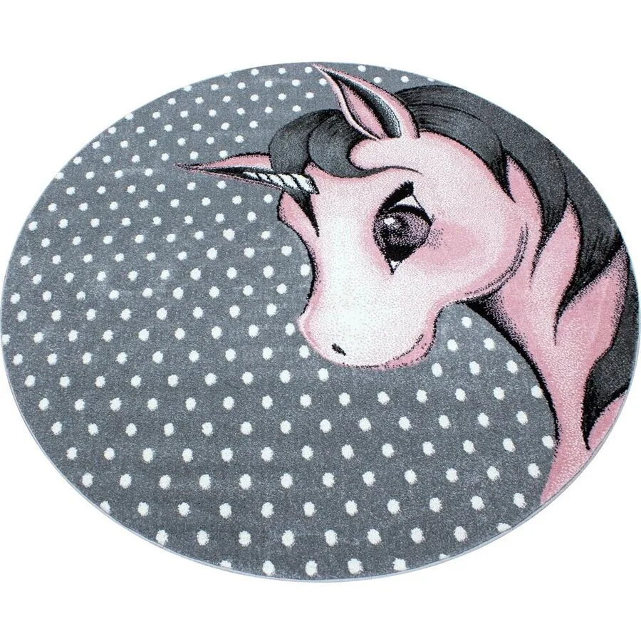 Kinderteppich Kids Grau, Pink, Schwarz Anderes Muster Polypropylen 120 x 120 cm