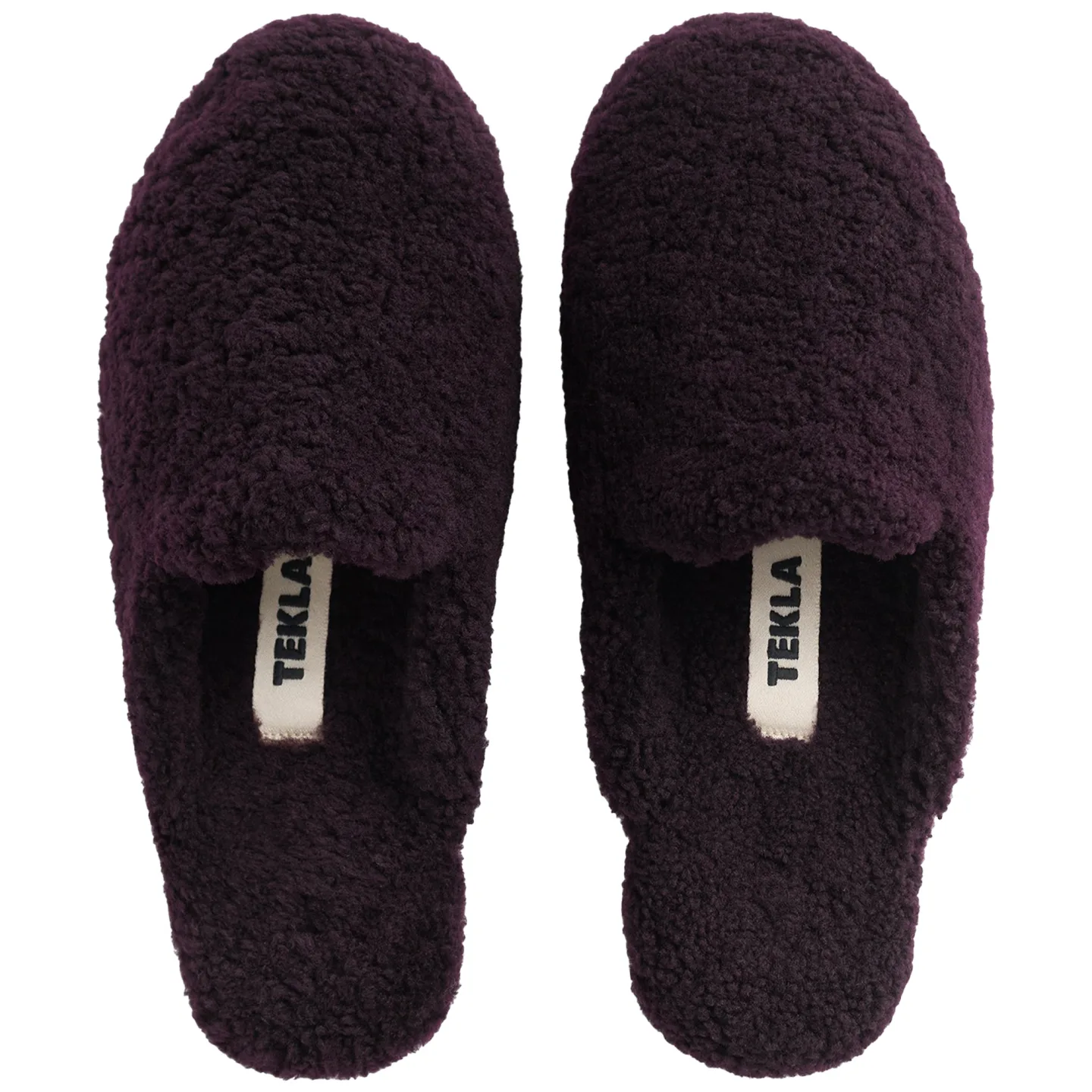 Tekla - Shearling slippers, XS, Wine - Badrockar