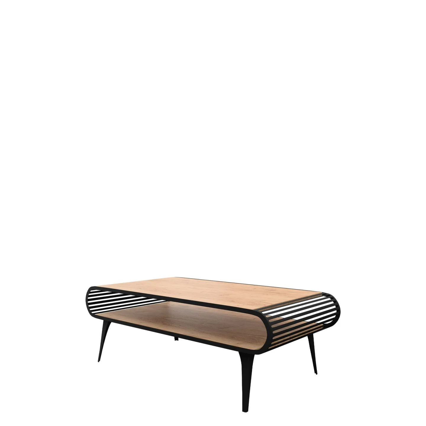 Salvaris Soffbord 120 cm - Svart med bordsskiva i naturlig trälook
