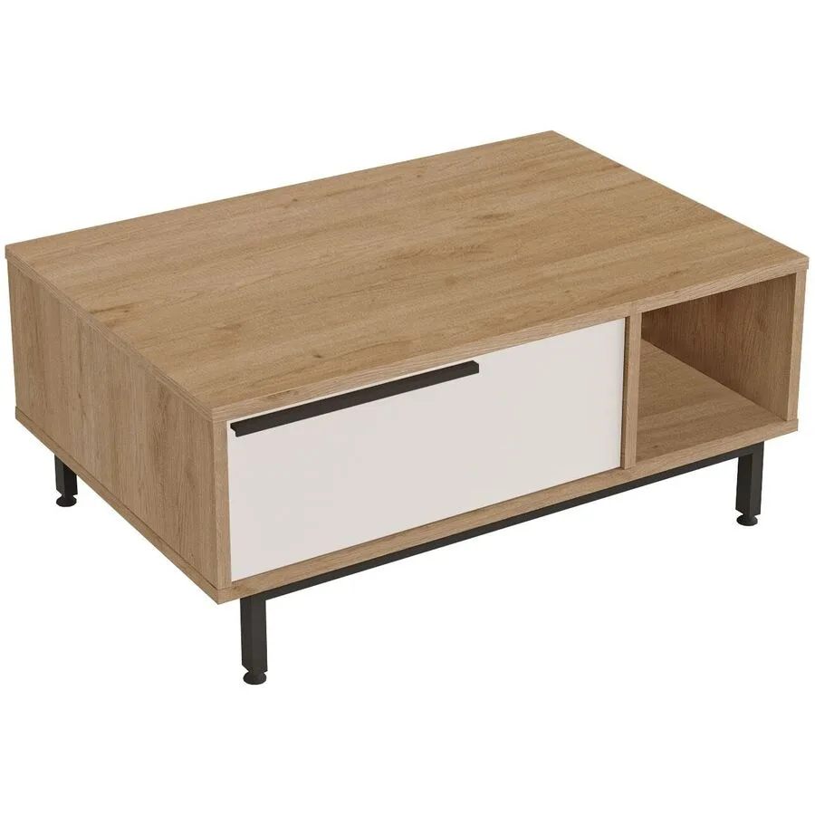 Salontisch Georis Eiche, Weiß 100% Melaminbeschichtete Kiefer B 90 T 60 cm