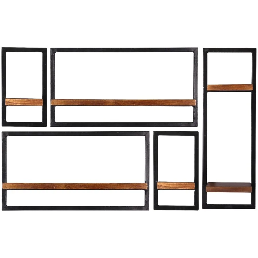 Wandregal Ecuador natur, schwarz Mangoholz, Metall B 120 T 25 cm