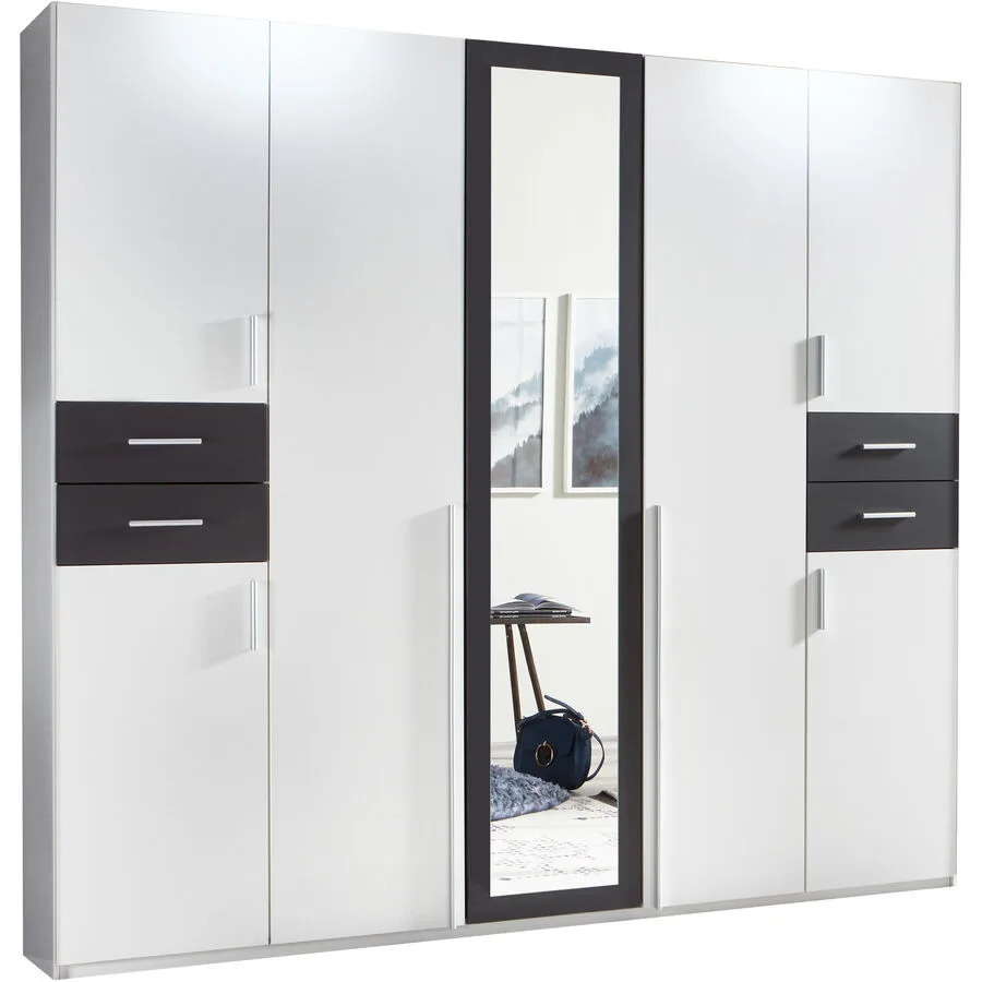 Kleiderschrank Vasquez Weiss/graphit Holzwerkstoff B 225 cm