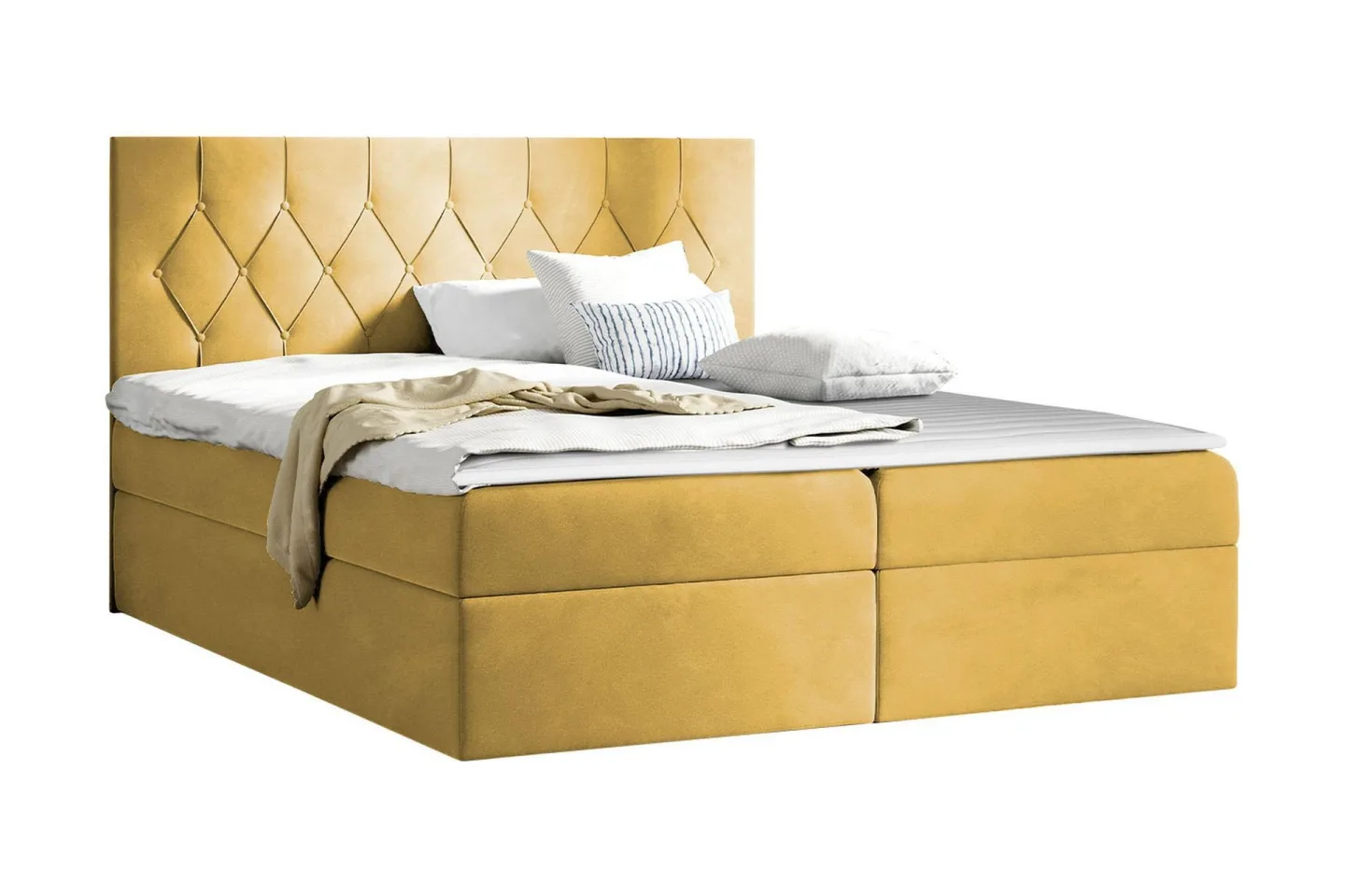 Jitendera Sängpaket Kontinentalsäng 160x200 cm med Förvaring - Gul