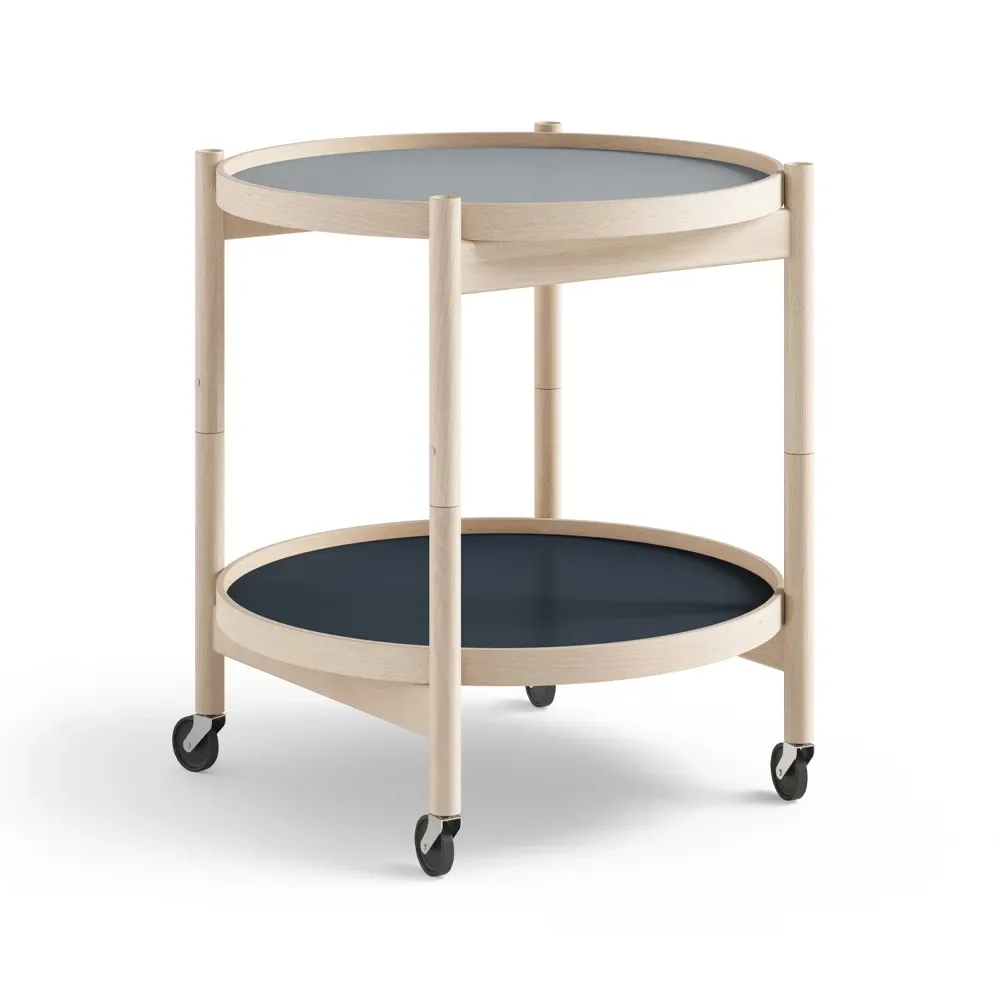 Brdr. Krüger Bølling Tray Table model 50 rullbord water, obehandlat bokstativ