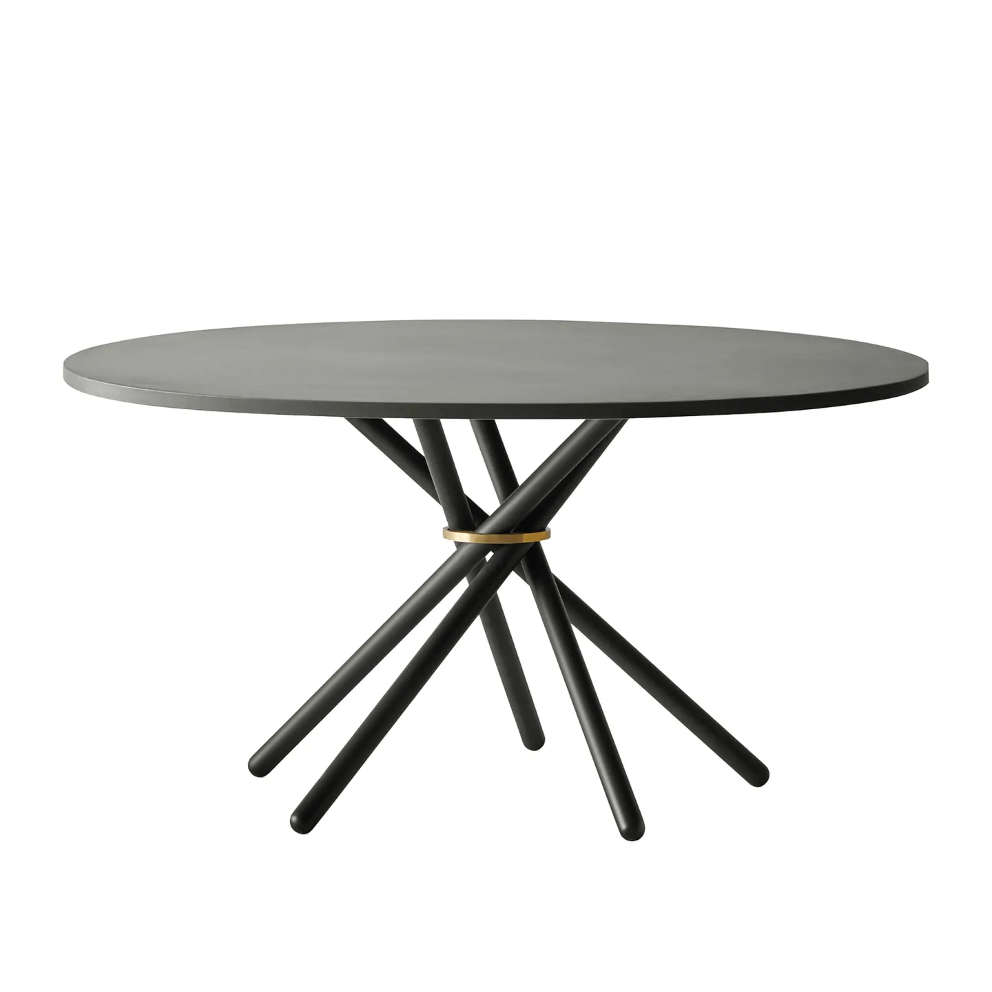 Eberhart Furniture - Hector 140 Dining Table / Concrete Dark / Metal Dark / Brass - Matbord - Svart - Metall/Sten