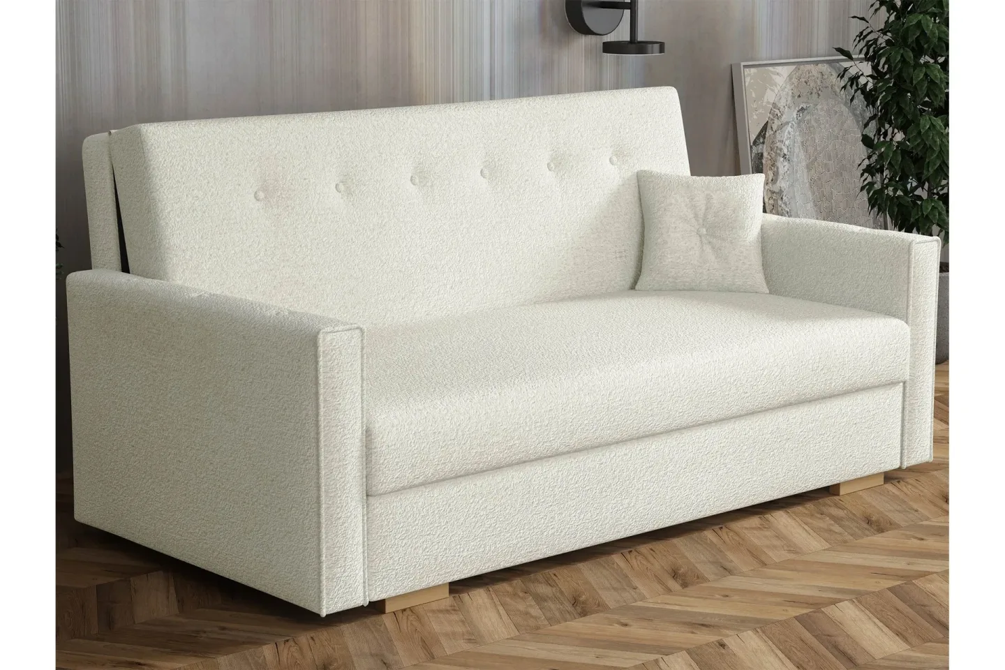 Ajiz Bäddsoffa 3-sits i Bouclé - Vit