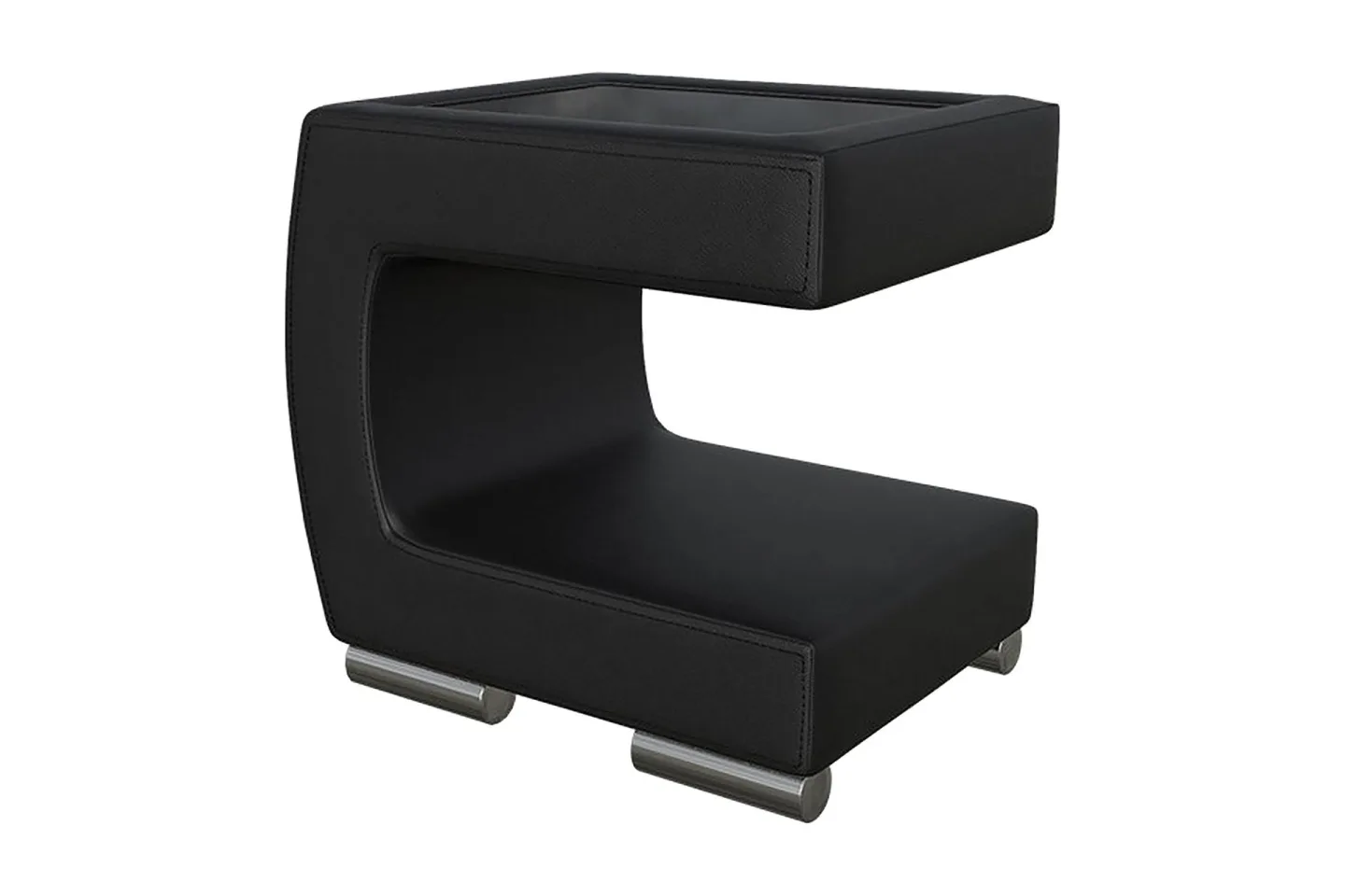 Stoliv Sängbord 43 cm Vänster - Ecoläder/Svart