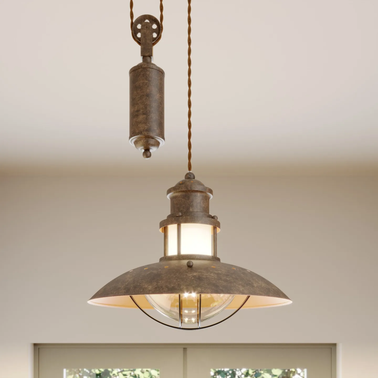 Louisanne Adjustable Pendelleuchte Brown - Lindby - Flurbereich - Maritim - Metall - Einflammig
