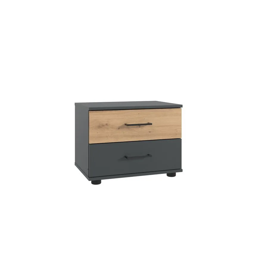 Nachttisch Tiby graphit/Eiche Nachbildung Holzwerkstoff B 52 H 40 cm