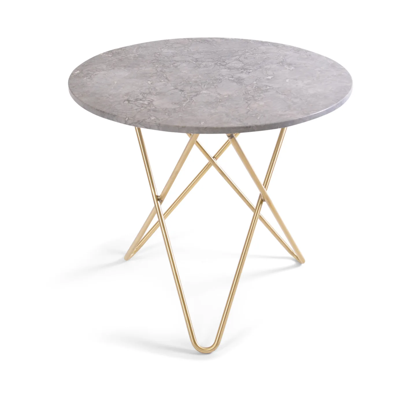 OX Denmarq - O Dining Table Ø80, Brass Frame, Top: Grey Marble - Matbord - Dennis Marquart - Grå - Metall/Sten