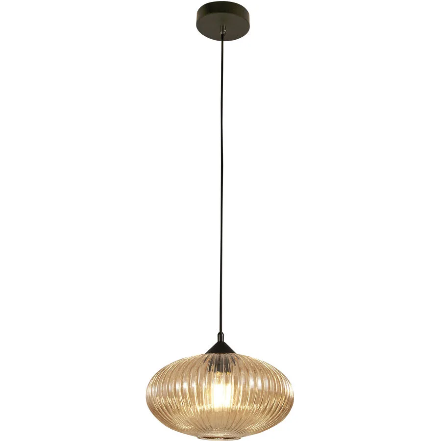 Pendellampe Mikati Gelb Glas/Metall 30 cm 200 cm - Farbe: amber - Material: Metall/Glas