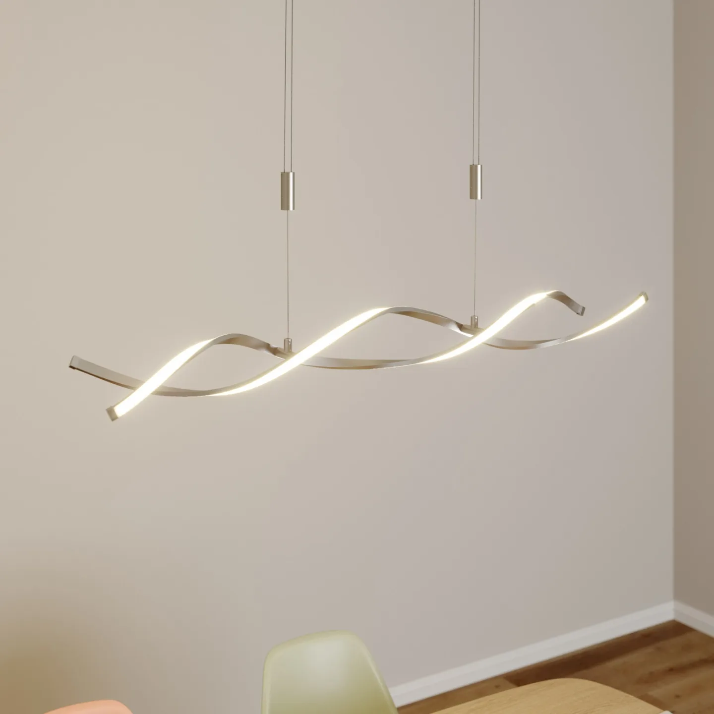 Auron Pendelleuchte Nickel/White - Lindby - Wohnzimmer - Modern - Kunststoff - Einflammig