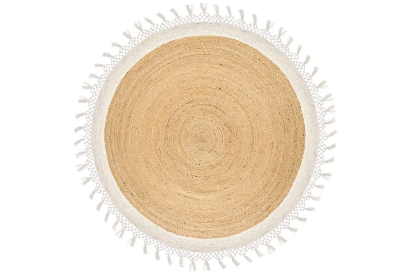 Plattvävd Marts - Beige, vit, 200x200 cm
