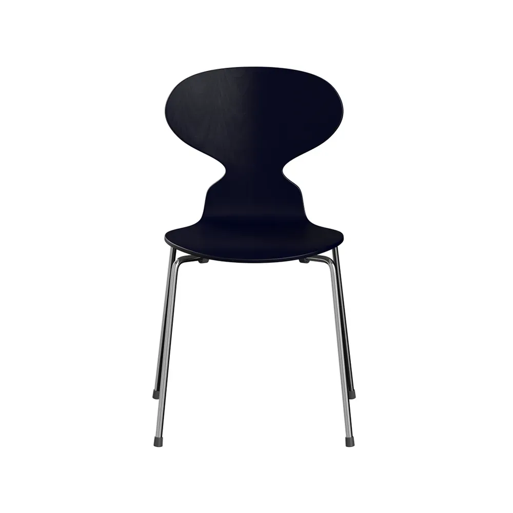 Fritz Hansen Myran 3101 stol midnight blue, målad ask, kromat stålstativ