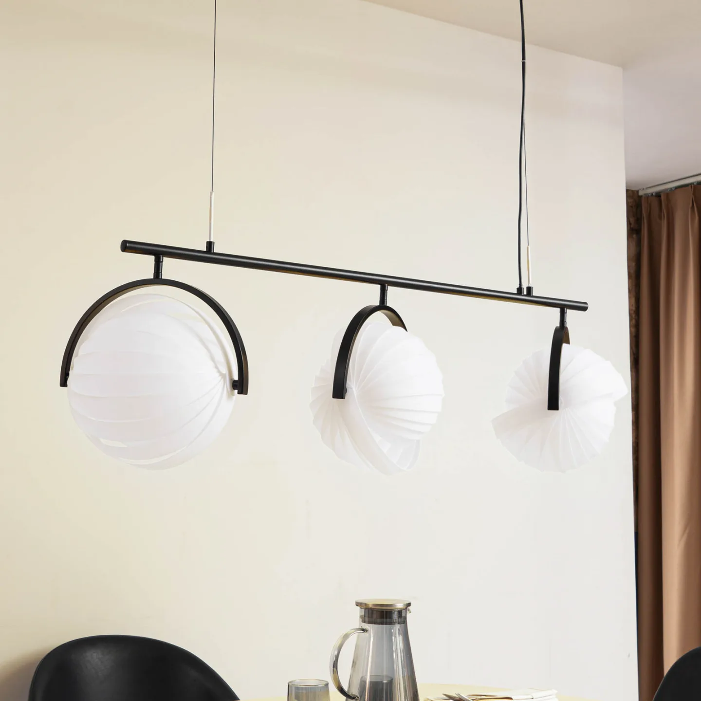 Helva 3 Pendelleuchte Schwarz/Weiß - Lucande - Wohnzimmer - Skandinavisch - Kunststoff - Mehrflammig