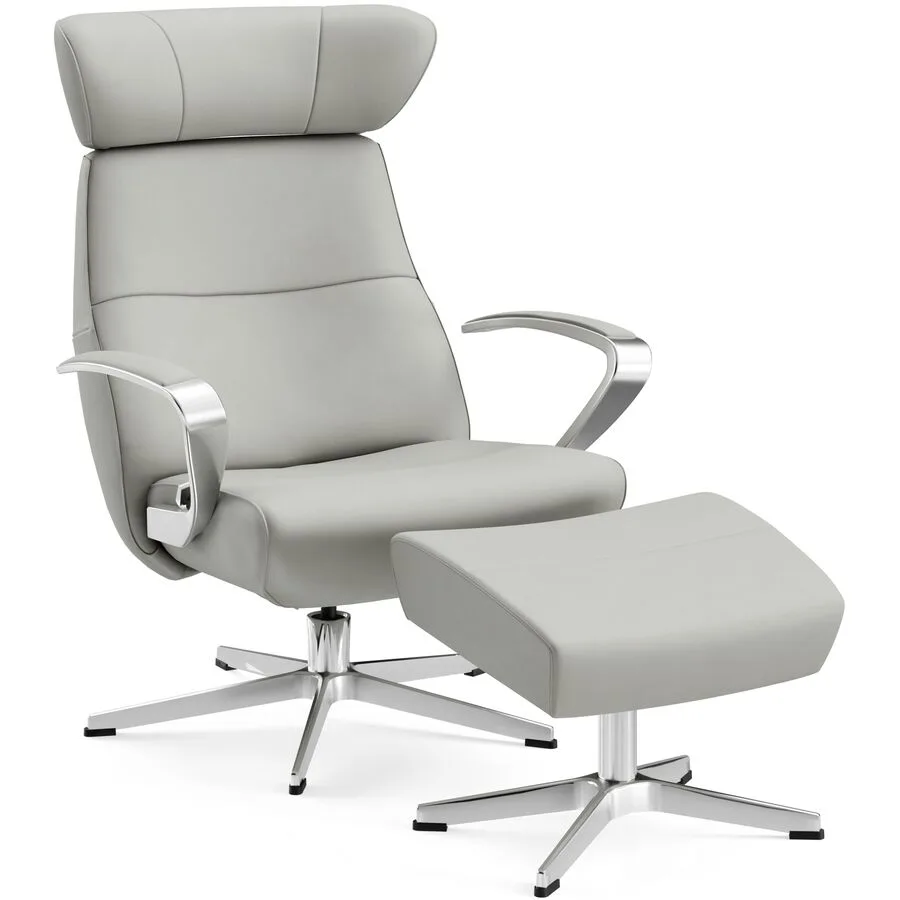 Conform Sessel Enno Hellgrau, Silber Leder, Aluminium B 81 T 163 H 99 cm - Möbel Konfigurator: Traummöbel individuell zusammenstellen