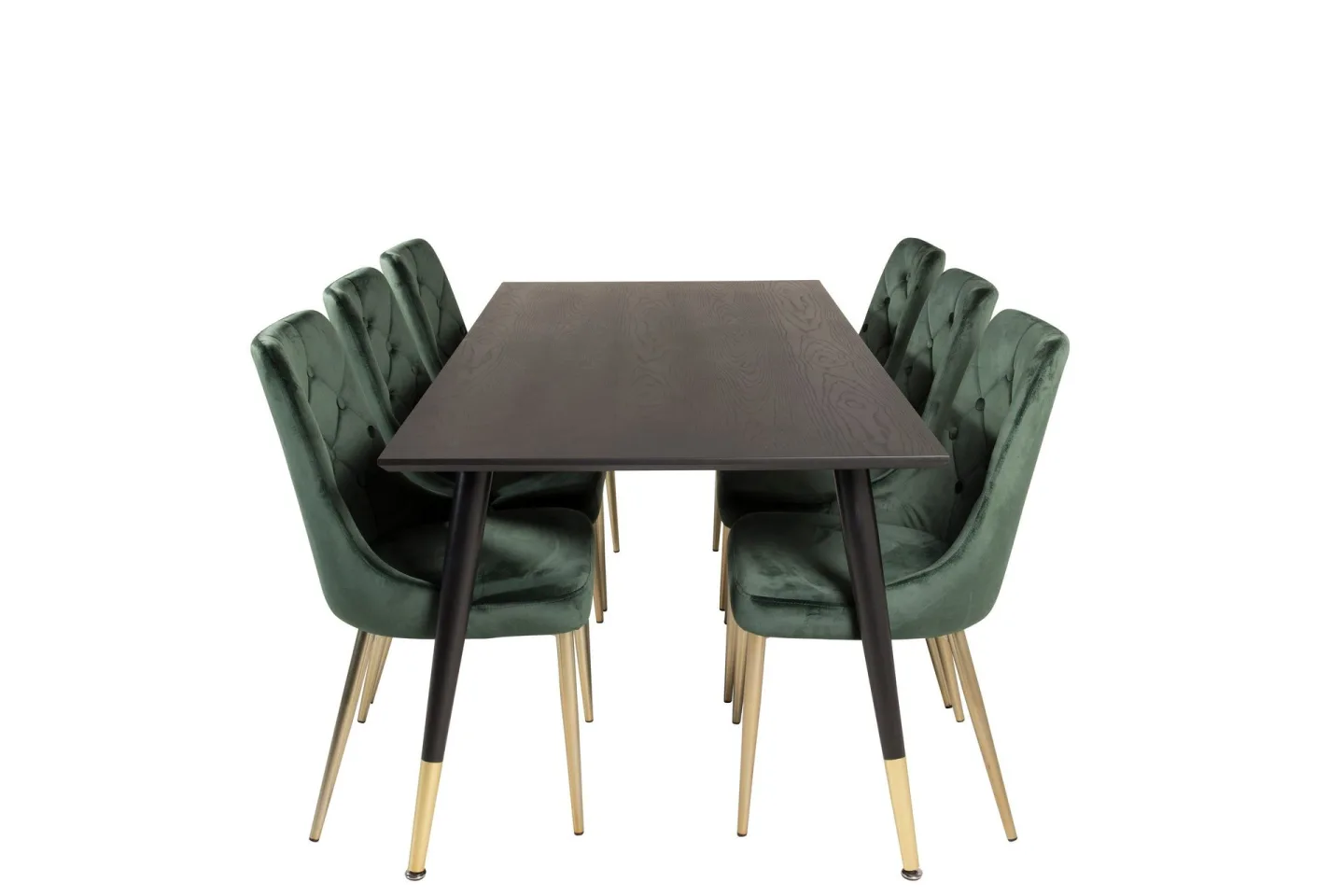Dipp Matgrupp 180 cm Rektangulär med 6 Velvet Deluxe stolar - Svart/Guld