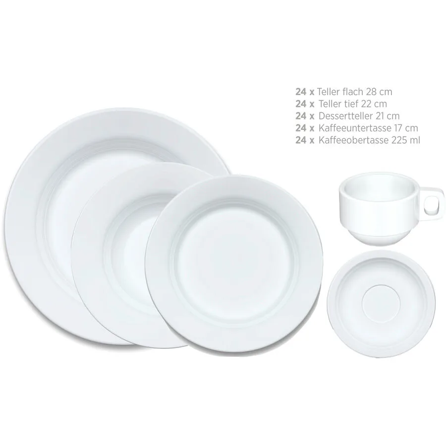 MÄSER Geschirr-Set 120-tlg. Marina Weiss Porzellan