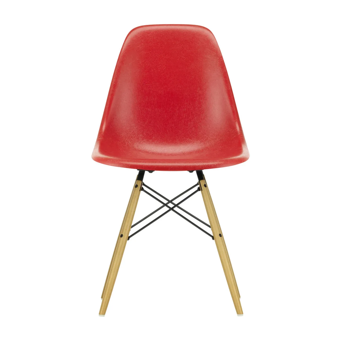 Vitra Eames Fiberglass Chairs DSW stol classic red, lönnben