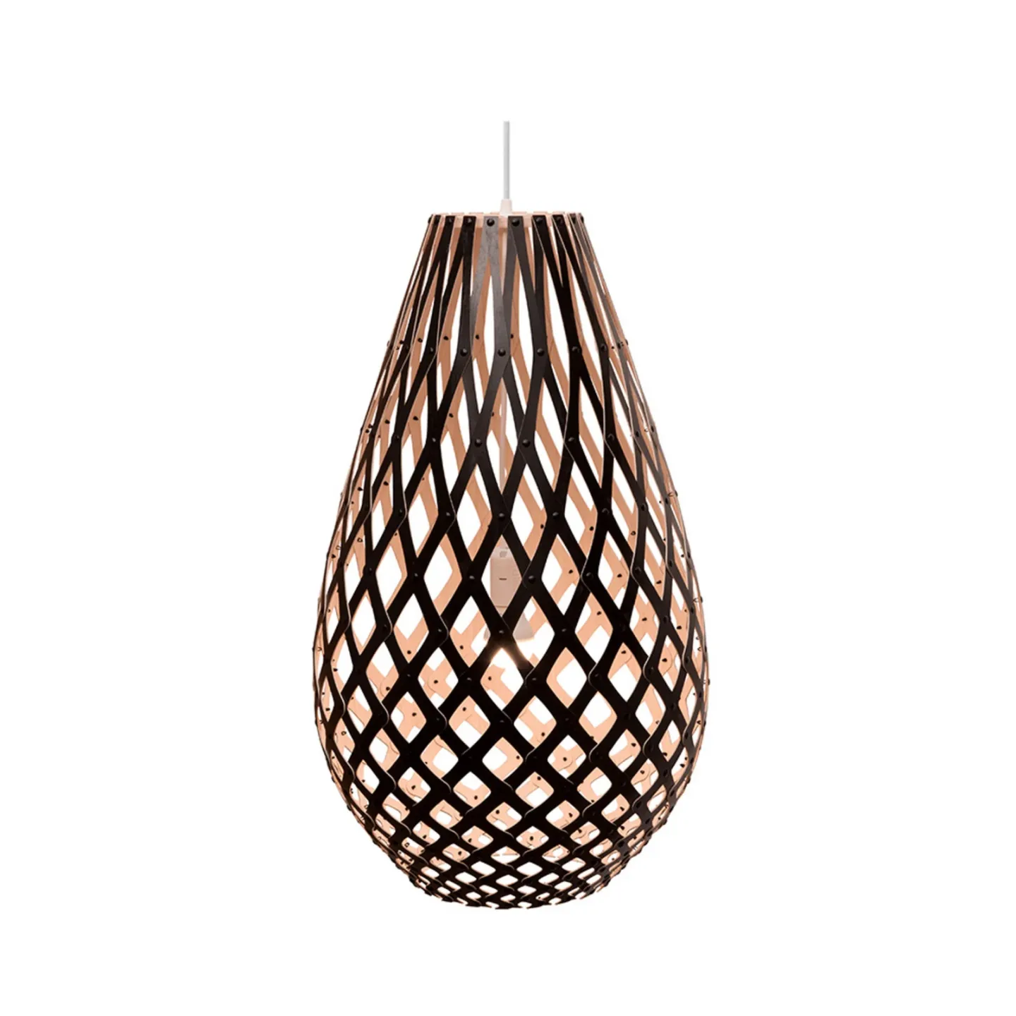 Koura Pendelleuchte H120 1 Seite Schwarz - David Trubridge - Wohnzimmer - Bambus