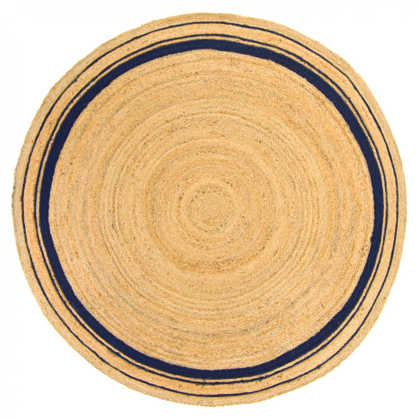 Runde tepper - Bundi (jute/blå) (Størrelse: ø 80 cm)