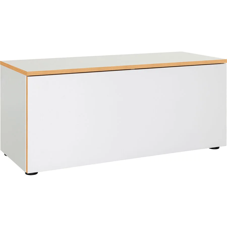 Schuhbank India weiss Holzwerkstoff und melaminharzeschichtet Kanten Echtholz Eiche B 100 H 46 cm