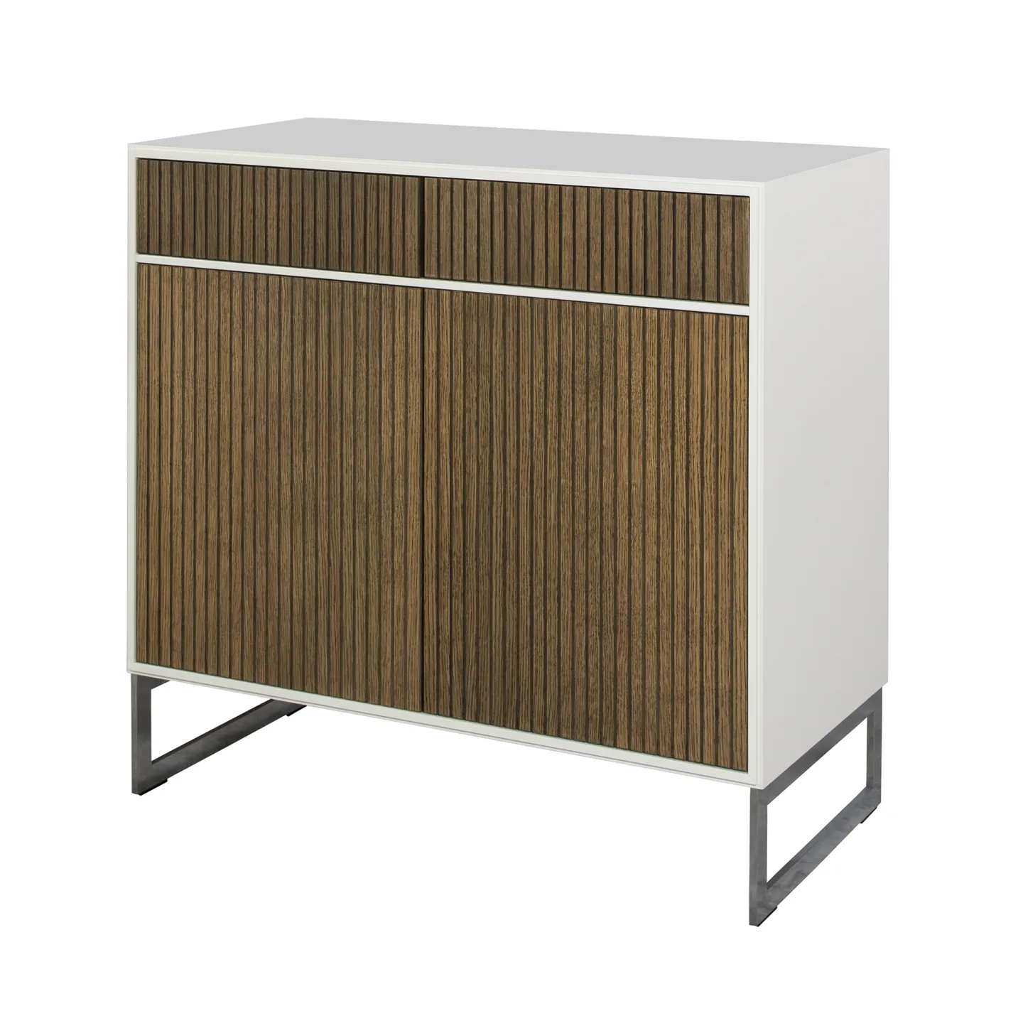 Englesson - Line Skänk Hög 2 Dörrar 6811BW-DB Burned Walnut / White / Chrome - Skänkar och sideboards - Metall/Trä