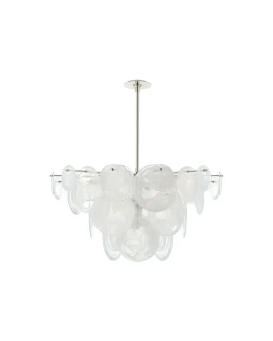 Loire Chandelier Polished Nickel/White Glass L