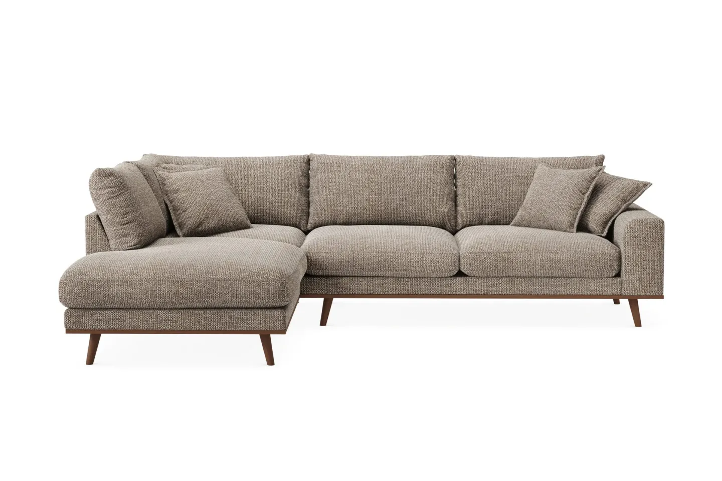 Copenhagen Premium 4-sits Vänstervänd L-formad Djup Schäslongsoffa i Chenille - Brun