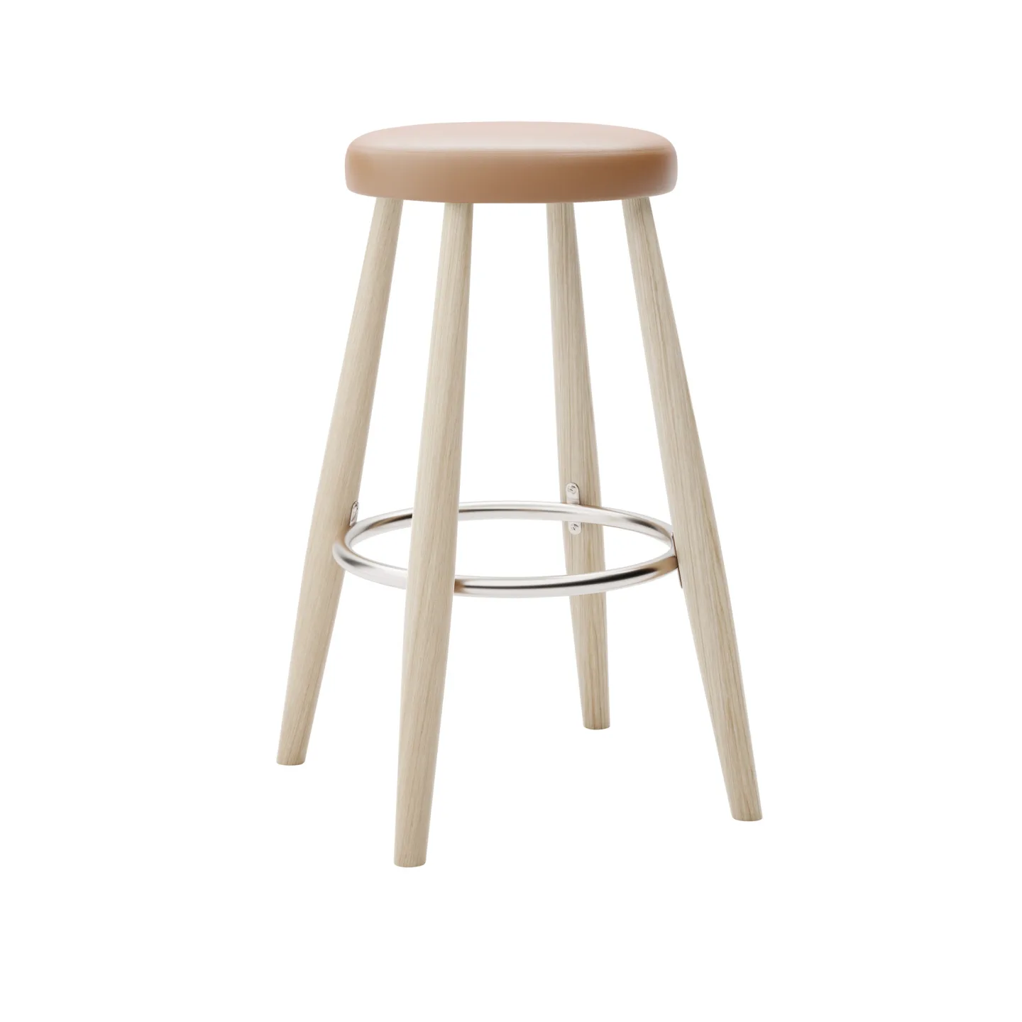 Carl Hansen - CH58 Low Stool, Tvålad Ek, Lädergrupp C Sif - 95 - Barstolar - Hans J. Wegner - Träfärgad - Läder/Metall/Trä