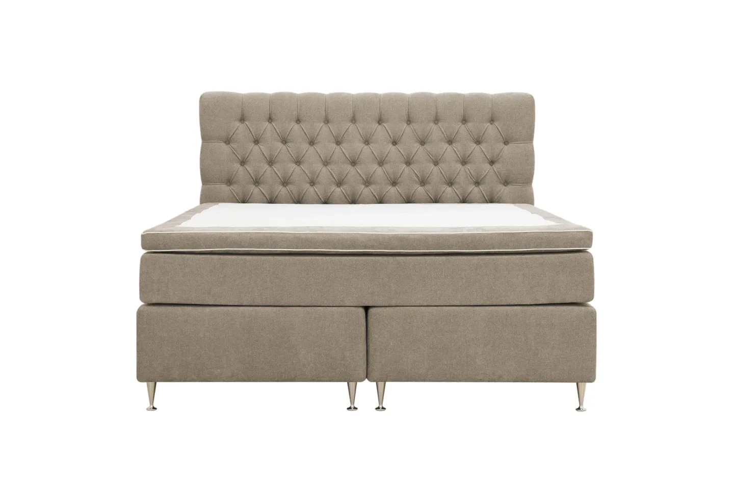 HVILA Lyx Komplett Sängpaket 160x200 cm Kontinentalsäng med knappad sänggavel i chenille - Brun