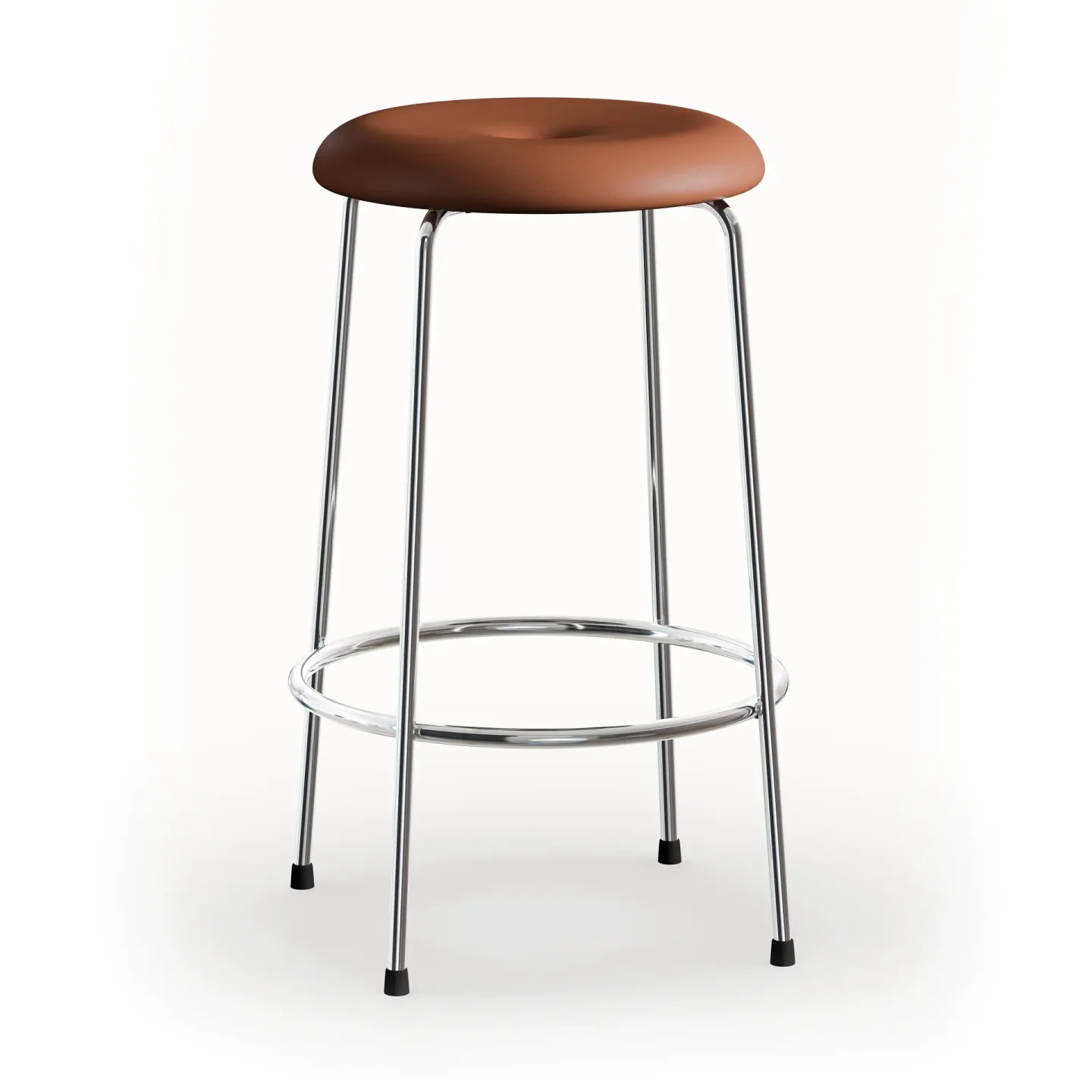 Lammhults Taburett barpall Cognac läder-kromat stativ, 63 cm