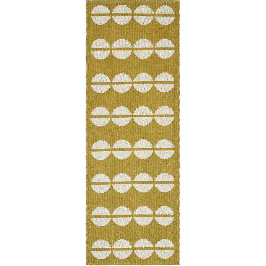 HORREDSMATTAN Outdoor-Teppich Bastian senfgelb Tupfenmuster Phthalatfreies PVC 90%, Polyester 10% 70 x 100 cm