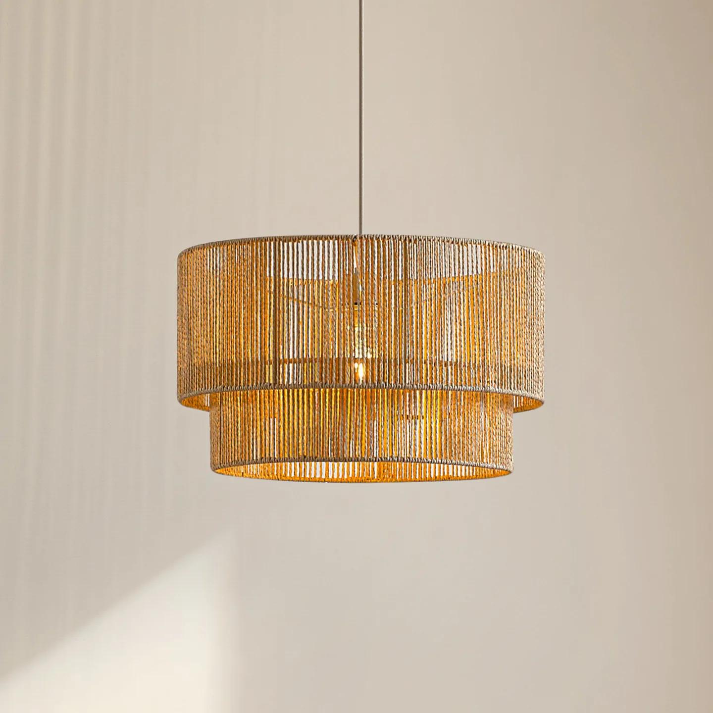 Anuva Hängeleuchte, beige, Ø 45 cm, E27, Papier - Lindby - Wohnzimmer - Landhaus / Rustikal - Papier / Karton - Einflammig