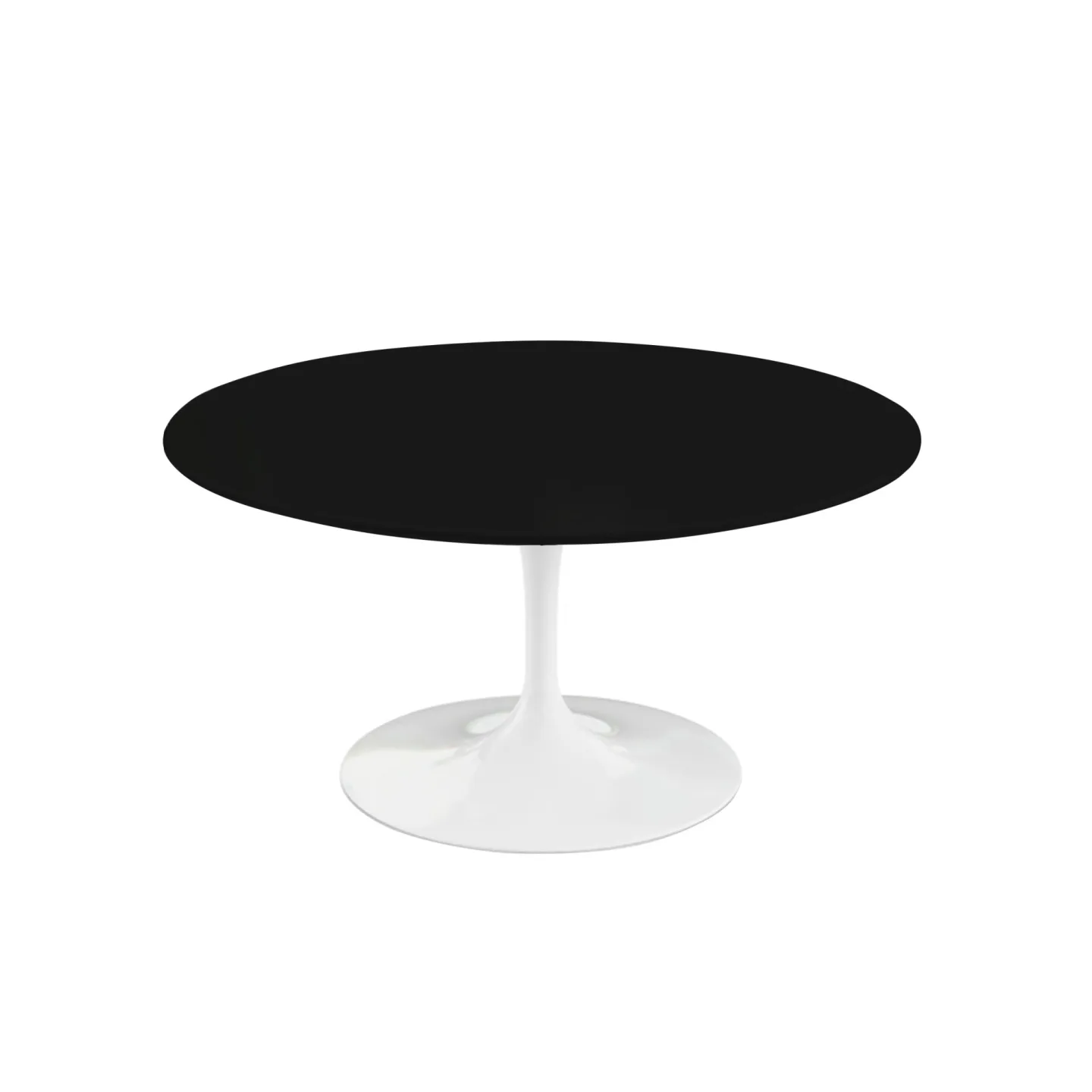 Knoll - Saarinen Round Table - Soffbord, Vitt underrede, skiva i Svart laminat, H: 39, Ø 91 - Soffbord - Eero Saarinen - Svart,Vit - Metall/Trä