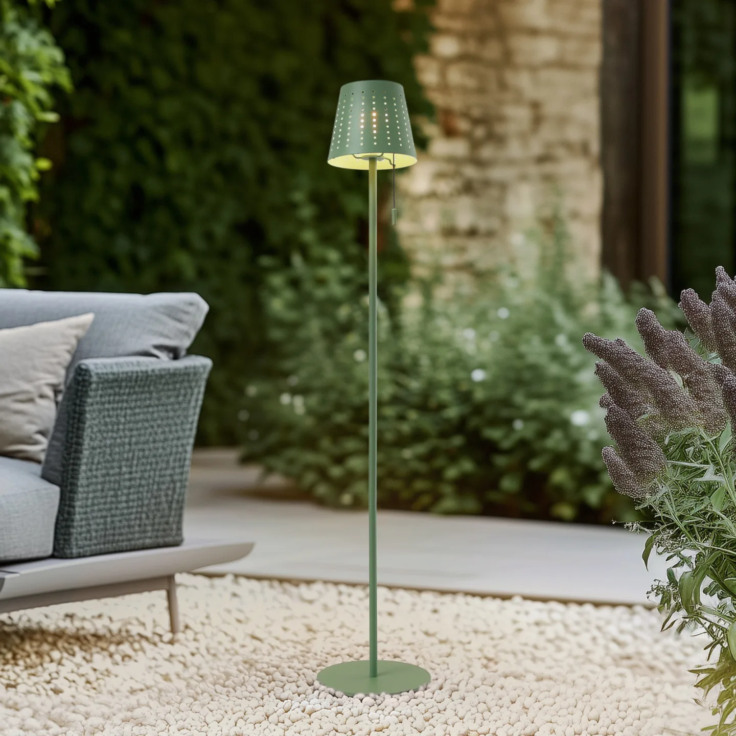 Hilario Portable Solarzelle Stehleuchte Dim. Grün - Lindby - Balkon - Metall - Einflammig