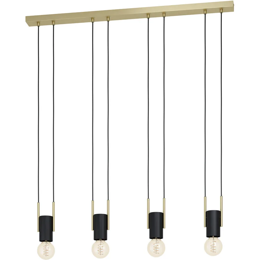 Eglo Pendellampe Bitachito Schwarz Stahl 5.5 cm 110 cm - Farbe: Schwarz/Messing