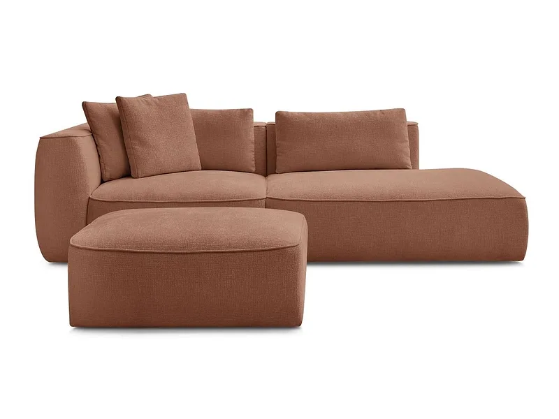 3er Sofa mit Hocker BOBOCHIC LEOPOLD Stoff mit Textur orange