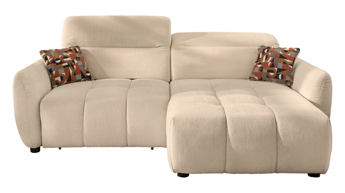 Ecksofa elektrisch ausfahrbar - Relaxfunktion beige 260 cm - ZOOM