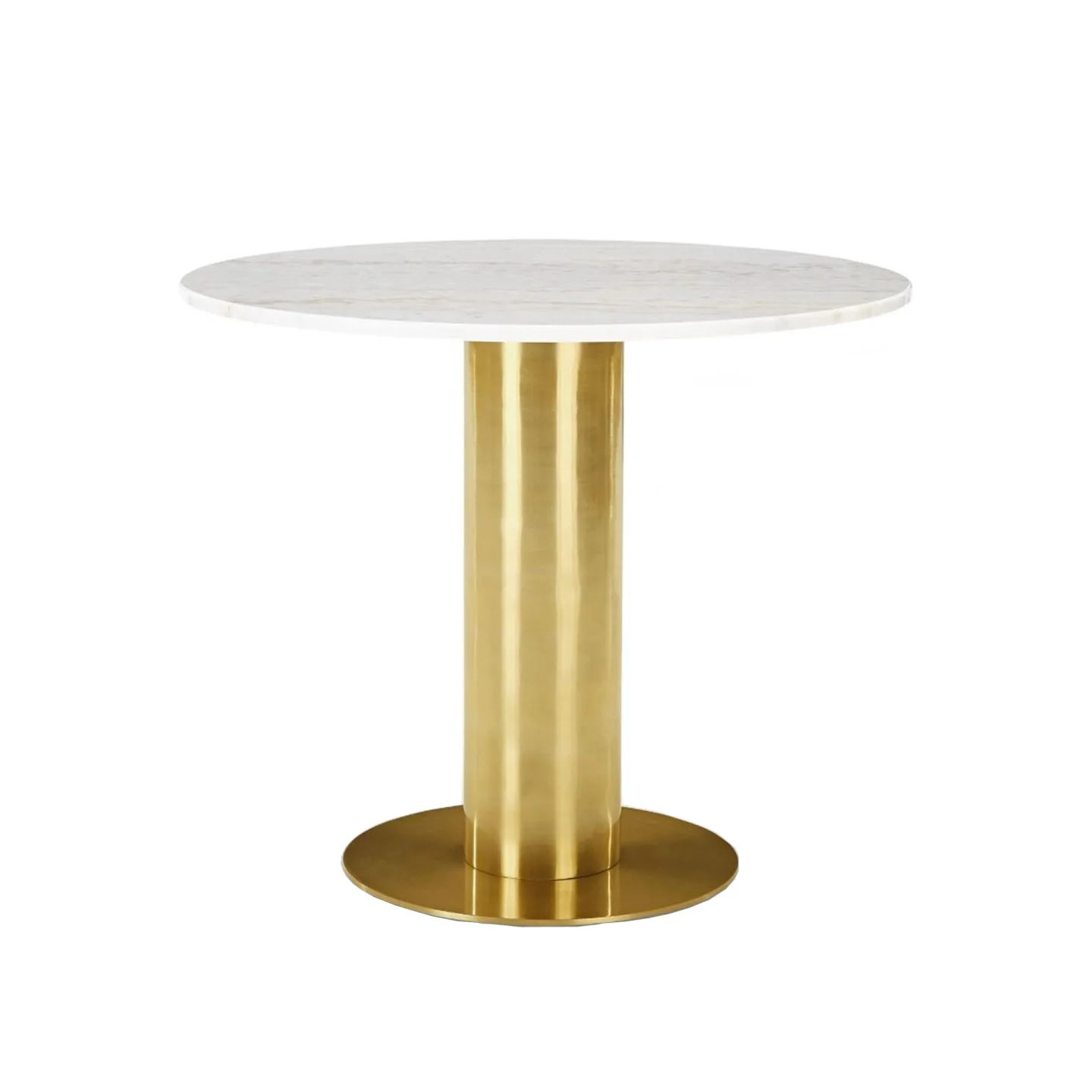 Tom Dixon - Tube Table, Rund toppskiva i marmor Ø90 - Vit - Matbord - Vit - Metall/Sten