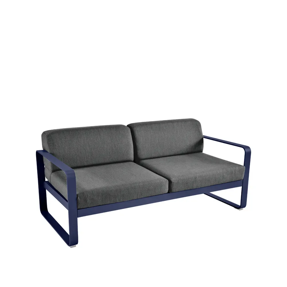 Fermob Bellevie 2-sits soffa Deep blue (blå), graphite grey dyna