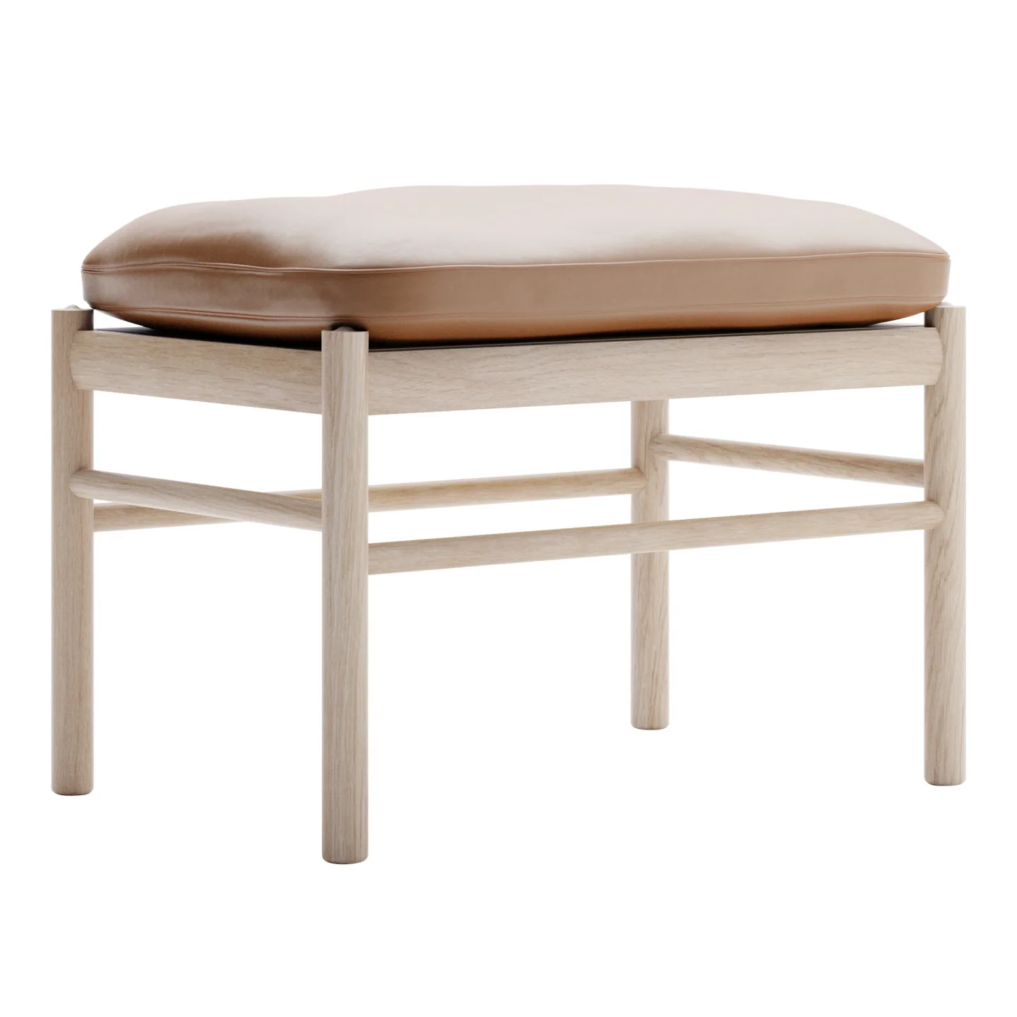 Carl Hansen - OW149F - Colonial Footstool, Vitoljad Ek, Lädergrupp C Sif - 95 - Fotpallar - Ole Wanscher - Brun - Läder/Trä