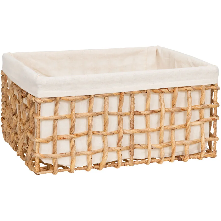 Korb Giulia braun H 11 cm - Material: Wasserhyazinthe/Leinen