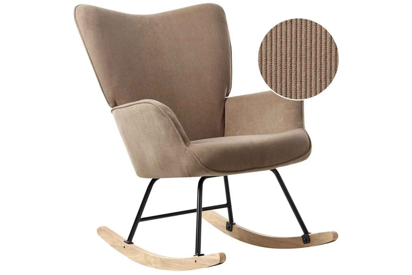 Gungfåtölj Arset Beige/svart/ljust trä - Beige/svart/ljust trä